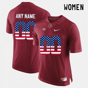 #00 US Flag Fashion Alabama Customized Jersey Crimson For Women's 106547-657
