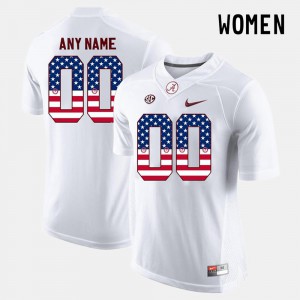 White US Flag Fashion #00 Alabama Custom Jerseys For Women's 286017-995