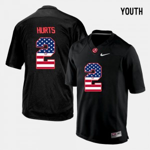 Black US Flag Fashion Jalen Hurts Alabama Jersey Kids #2 650765-795