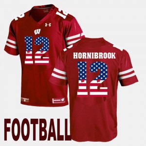 #12 Mens US Flag Fashion Alex Hornibrook Wisconsin Jersey Maroon 407808-967