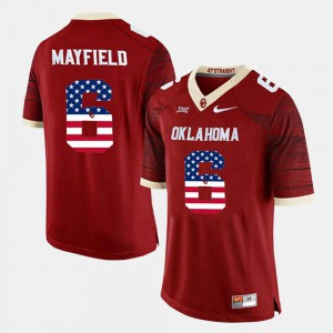 Crimson For Men's US Flag Fashion #6 Baker Mayfield OU Jersey 301952-842