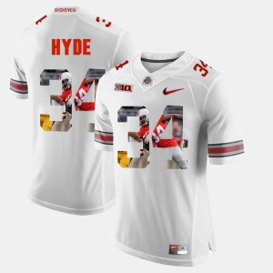 For Men #34 White CameCarlos Hyde OSU Jersey Pictorial Fashion 243607-369