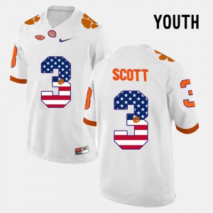 US Flag Fashion White Artavis Scott Clemson Jersey For Kids #3 593998-517