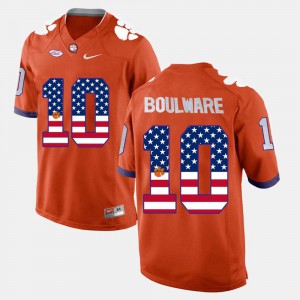 #10 Orange Ben Boulware Clemson Jersey For Men's US Flag Fashion 879361-526