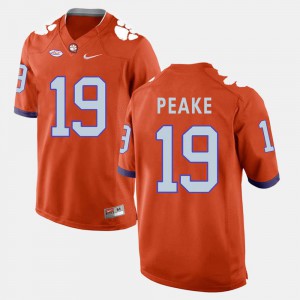 For Men Orange Charone Peake Clemson Jersey #19 College Football 266835-740