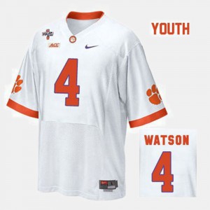 Youth(Kids) #4 College Football Deshaun Watson Clemson Jersey White 466840-736