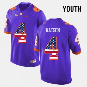 Purple Youth #4 US Flag Fashion DeShaun Watson Clemson Jersey 699132-680