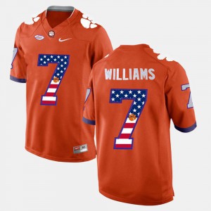 Orange #7 Mens Mike Williams Clemson Jersey US Flag Fashion 158171-588