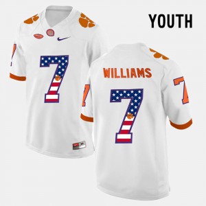 US Flag Fashion Youth #7 White Mike Williams Clemson Jersey 471228-499