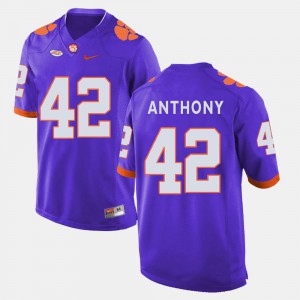 Stephone Anthony Clemson Jersey College Football Purple #42 For Men's 350539-129