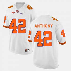 White Stephone Anthony Clemson Jersey #42 College Football For Men's 194989-113