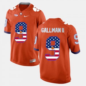Wayne Gallman II Clemson Jersey Orange US Flag Fashion #9 For Men 951603-895