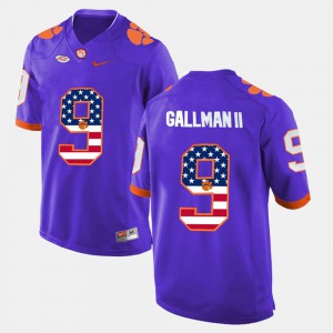 Mens Purple #9 Wayne Gallman II Clemson Jersey US Flag Fashion 449861-409