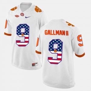 #9 US Flag Fashion White Mens Wayne Gallman II Clemson Jersey 133440-295