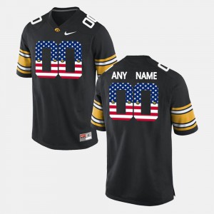 US Flag Fashion Mens Black #00 Iowa Custom Jerseys 992328-317