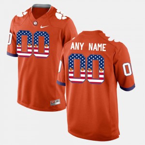 Clemson Customized Jersey #00 US Flag Fashion Orange For Men 227213-928