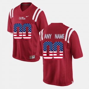 Ole Miss Customized Jersey Mens Red US Flag Fashion #00 116321-156