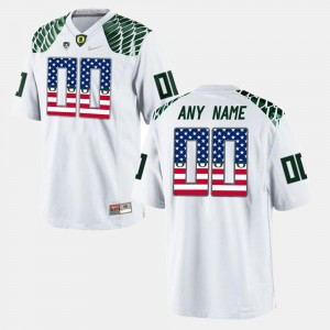 White #00 Oregon Customized Jerseys US Flag Fashion Men's 982793-367