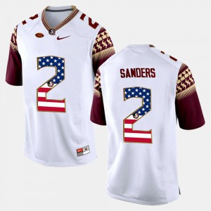 US Flag Fashion For Men White #2 Deion Sanders FSU Jersey 756721-746