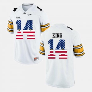 White #14 Mens US Flag Fashion Desmond King Iowa Jersey 413574-675