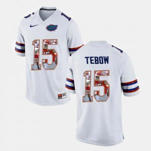 #15 College Football Men Tim Tebow Gators Jersey White 421797-235