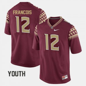 Deondre Francois FSU Jersey Youth Red #12 College Football 557355-279