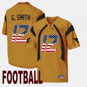 #12 Gold Geno Smith WVU Jersey US Flag Fashion Men's 920966-854