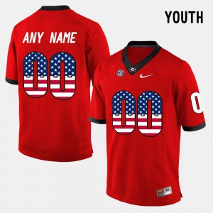 Red US Flag Fashion For Kids UGA Customized Jerseys #00 100661-775