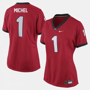 Red College Football Sony Michel UGA Jersey Ladies #1 339583-948