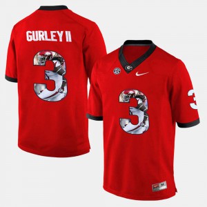 Red Todd Gurley II UGA Jersey #3 For Men's Player Pictorial 949547-134