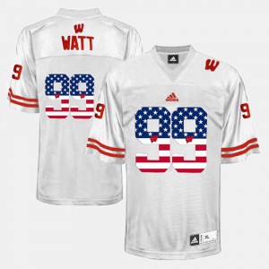#99 US Flag Fashion White Mens J.J. Watt Wisconsin Jersey 504369-899