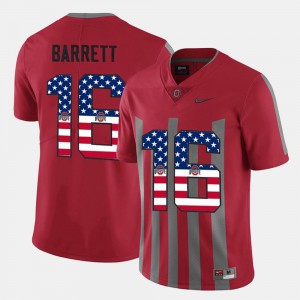 Men's Scarlet #16 US Flag Fashion J.T. Barrett OSU Jersey 639155-845