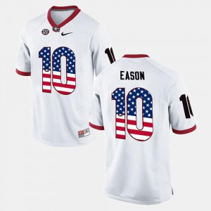 US Flag Fashion #10 For Men's White Jacob Eason UGA Jersey 148905-660