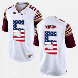 US Flag Fashion White For Men's Jameis Winston FSU Jersey #5 142713-107