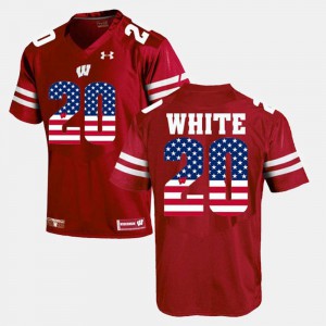 US Flag Fashion Maroon James White Wisconsin Jersey #20 For Men's 928358-631