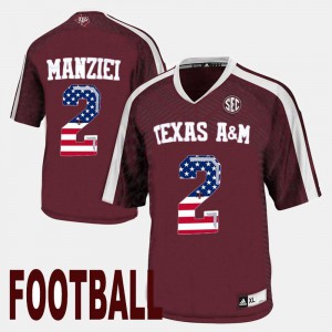 #2 US Flag Fashion Maroon For Men's Johnny Manziel Texas A&M Jersey 561411-788