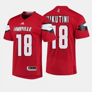#18 College Football For Men's Cole Hikutini Louisville Jersey Red 718849-462