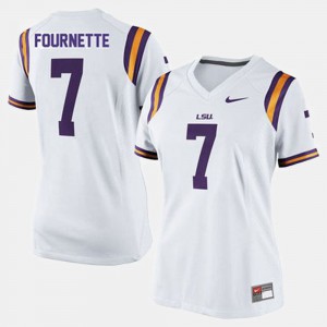 White For Women's Leonard Fournette LSU Jersey #7 College Football 204467-670