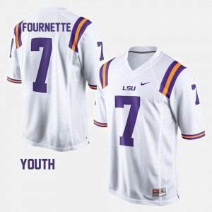 Youth #7 College Football White Leonard Fournette LSU Jersey 915678-275
