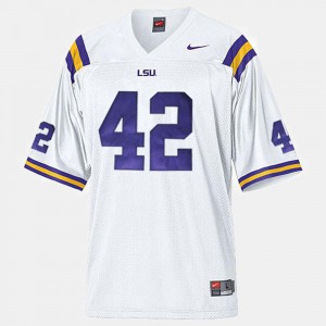 College Football #42 Michael Ford LSU Jersey White Men 469652-309