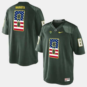 Men Green Marcus Mariota Oregon Jersey #8 US Flag Fashion 496779-262