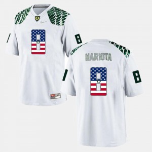Marcus Mariota Oregon Jersey White Men #8 US Flag Fashion 666183-462