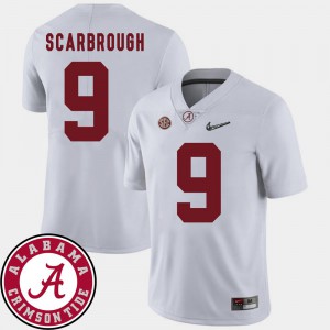 White For Men's #9 Bo Scarbrough Alabama Jersey College Football 2018 SEC Patch 399673-613