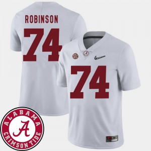 Mens College Football White Cam Robinson Alabama Jersey 2018 SEC Patch #74 989756-208