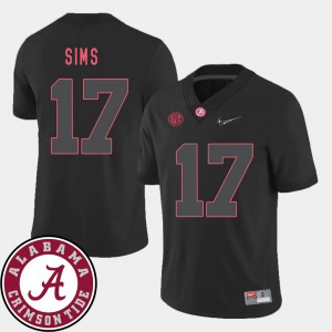 College Football Mens #17 Cam Sims Alabama Jersey 2018 SEC Patch Black 407459-787