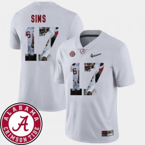 White #17 Pictorial Fashion Mens Football Cam Sims Alabama Jersey 794441-826