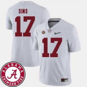 Mens 2018 SEC Patch Cam Sims Alabama Jersey White #17 College Football 747237-518