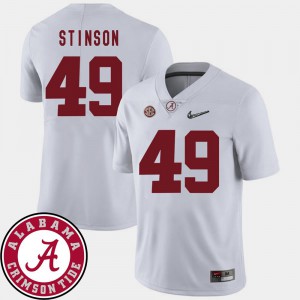 Ed Stinson Alabama Jersey For Men College Football #49 2018 SEC Patch White 329347-763