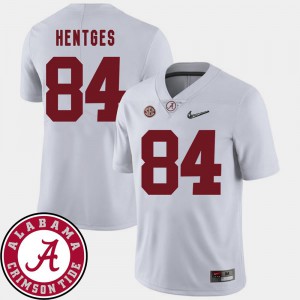 Hale Hentges Alabama Jersey College Football #84 White Men's 2018 SEC Patch 503766-612