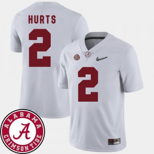 #2 Jalen Hurts Alabama Jersey College Football White 2018 SEC Patch For Men's 204548-648